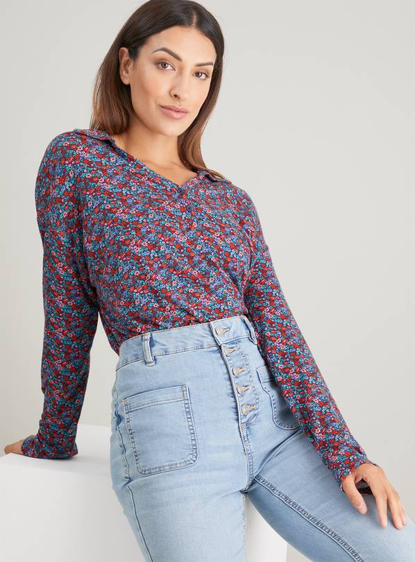 Ditsy Floral Collared Henley Top 20